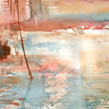 Pintura titulada "Spring waters Paint…" por Oleksandr Desiat, Obra de arte original, Acuarela
