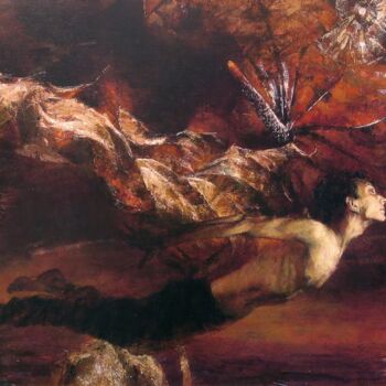 Peinture intitulée "The dream of Icarus" par Oleksandr Korol, Œuvre d'art originale, Huile