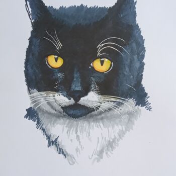 Drawing titled "Portrait of cat Vas…" by Oleksandr Koval, Original Artwork, Marker
