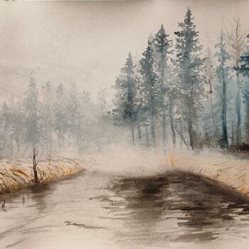 Painting titled "Spring forest in Ma…" by Oleksandr Koval, Original Artwork, Watercolor