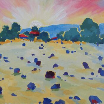 Malerei mit dem Titel "Sunrise on the necr…" von Oleksandr Pavlenko, Original-Kunstwerk, Öl