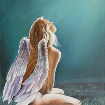 Painting titled "Angel" by Oleksandr Puzyr, Original Artwork, Oil