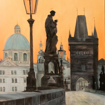 Peinture intitulée "Prague. Le Pont Cha…" par Oleksandr Puzyr, Œuvre d'art originale, Huile