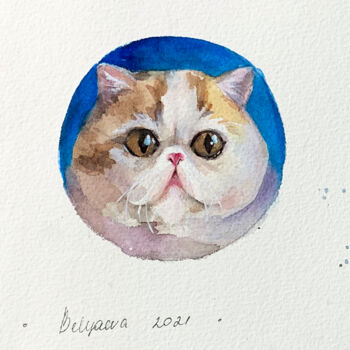 Peinture intitulée "Cat" par Oleksandra Bieliaieva, Œuvre d'art originale, Aquarelle