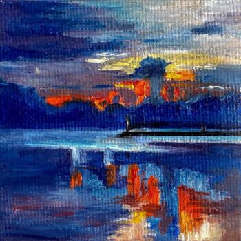 Pittura intitolato "Powerful sky" da Oleksandra Velychko, Opera d'arte originale, Olio