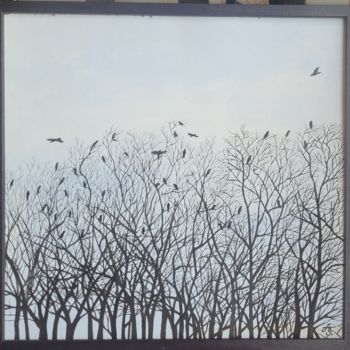 Malerei mit dem Titel "Crows" von Oleksiy Hryhorets', Original-Kunstwerk, Acryl