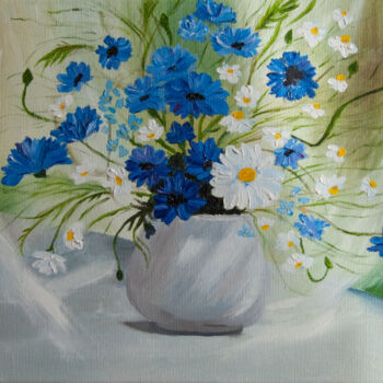 Malarstwo zatytułowany „cornflowers/ василь…” autorstwa Olena And Taisiya Voyevodenko, Oryginalna praca, Olej