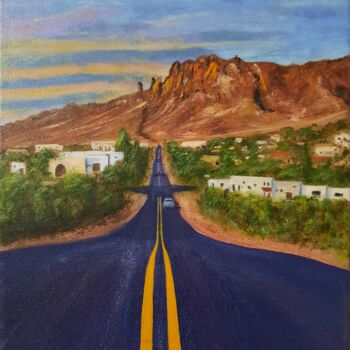 Pittura intitolato "Sunset over Arizona" da Olena Berest, Opera d'arte originale, Olio Montato su Telaio per barella in legno