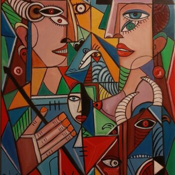 Peinture intitulée "Mulher e tereodor" par Olena Blinnikova, Œuvre d'art originale, Huile Monté sur Châssis en bois
