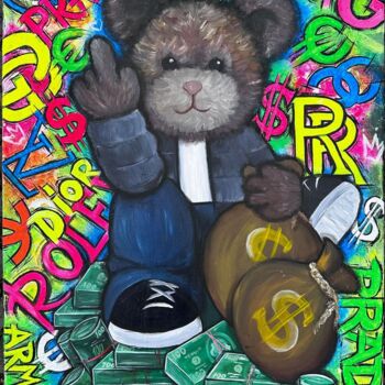 Pintura titulada "Funny Art Cute Bear" por Olena Bunina (Helena Bunina), Obra de arte original, Acrílico