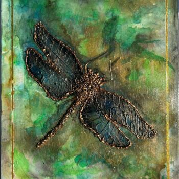 Painting titled "Texture DragonFly" by Olena Bunina (Helena Bunina), Original Artwork, Pigments