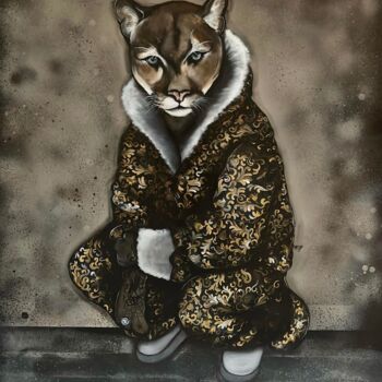 Painting titled "Puma" by Olena Bunina (Helena Bunina), Original Artwork, Acrylic