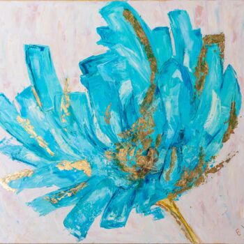 Painting titled ""Flower"" by Olena Khristo, Original Artwork, Acrylic Mounted on Wood Stretcher frame