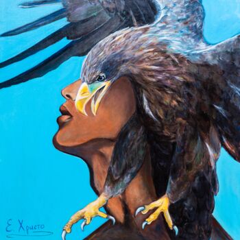 Peinture intitulée "Eagle" par Olena Khristo, Œuvre d'art originale, Acrylique Monté sur Châssis en bois