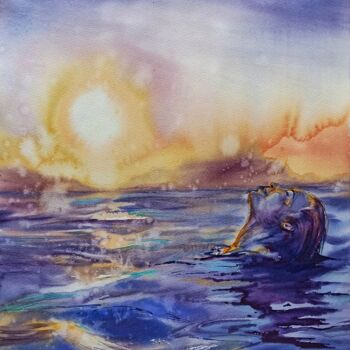 Painting titled "Ocean of possibilit…" by Olena Koliesnik, Original Artwork, Watercolor