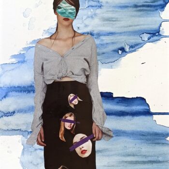 Collages intitulée "Other people's thou…" par Olena Koliesnik, Œuvre d'art originale, Aquarelle