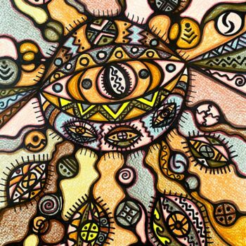 Pittura intitolato "Sun" da Olena Kovalenko, Opera d'arte originale, Matite colorate