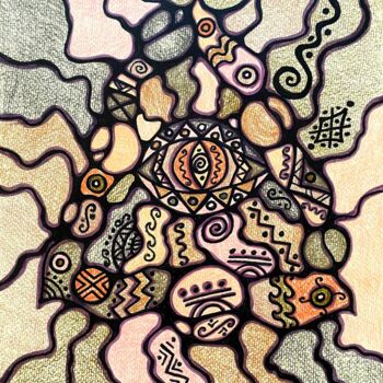 Картина под названием "Journey to the moun…" - Olena Kovalenko, Подлинное произведение искусства, Цветные карандаши