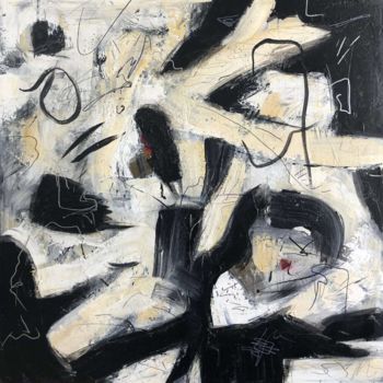Malarstwo zatytułowany „Black And White Pai…” autorstwa Olena Kryvonos, Oryginalna praca, Olej Zamontowany na Drewniana rama…