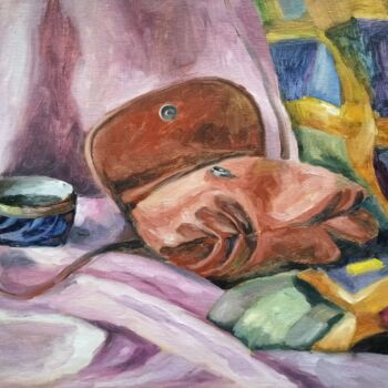 Painting titled "Handbag, Silk Sharf…" by Olena Kucher, Original Artwork, Oil