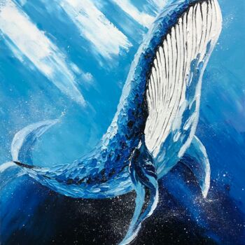 Pittura intitolato "whale" da Olena Nesterenko, Opera d'arte originale, Olio