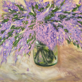 Painting titled "Lilacs" by Olena Poleva, Original Artwork, Acrylic