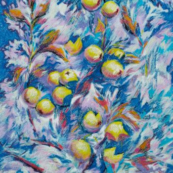 Pittura intitolato "Pommes jaunes 3" da Olena Polovna, Opera d'arte originale, Pastello