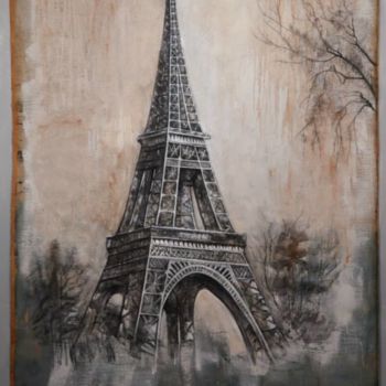 Painting titled "Tour Eiffel" by Olena Rabitcheva, Original Artwork, Oil