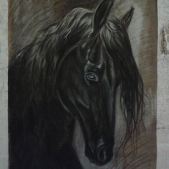 Peinture intitulée "Portrait d'un cheval" par Olena Rabitcheva, Œuvre d'art originale, Huile