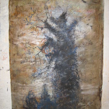Pintura intitulada "L'arbre" por Olena Rabitcheva, Obras de arte originais, Óleo