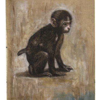Peinture intitulée "Le singe" par Olena Rabitcheva, Œuvre d'art originale, Autre