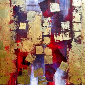 Painting titled "Gold  abstract pain…" by Olena Topliss, Original Artwork, Oil