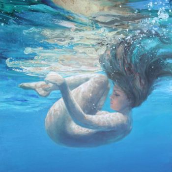 Картина под названием "BORN IN WATER" - Olena Samoilyk, Подлинное произведение искусства, Масло
