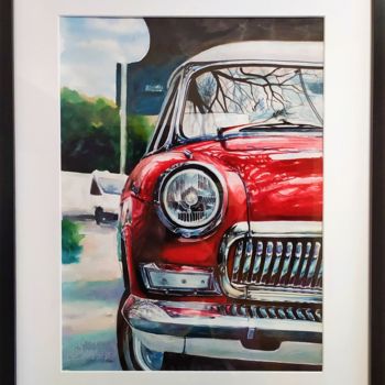 Peinture intitulée "Retro car№1" par Vasiliy Oleynikov, Œuvre d'art originale, Aquarelle