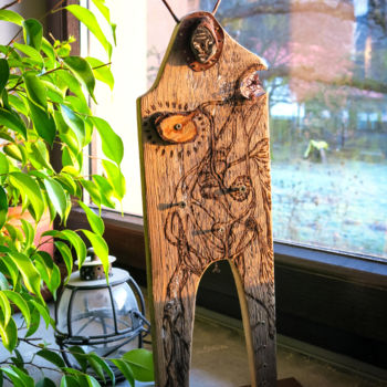 Sculpture titled "FOREST MAN-3" by Olesia Krivolapova, Original Artwork, Wood