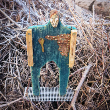 Sculpture titled "FOREST MAN-2" by Olesia Krivolapova, Original Artwork, Wood