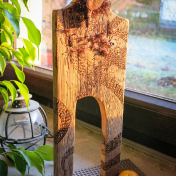 Sculpture intitulée "FOREST MAN-4" par Olesia Krivolapova, Œuvre d'art originale, Bois