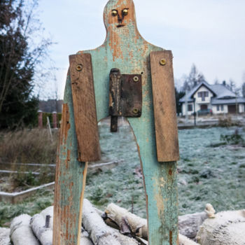 Sculpture intitulée "FOREST MAN-9" par Olesia Krivolapova, Œuvre d'art originale, Bois