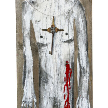 Sculptuur getiteld "Holy Marty" door Olesia Krivolapova, Origineel Kunstwerk, Hout