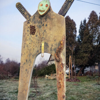 Skulptur mit dem Titel "FOREST MAN-11" von Olesia Krivolapova, Original-Kunstwerk, Holz