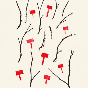 Gravures & estampes intitulée "In the forest 4" par Olesia Krivolapova, Œuvre d'art originale, Xylographie