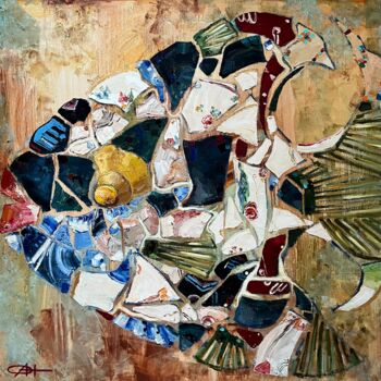 Картина под названием "Рыбомба" - Олеся Новикова, Подлинное произведение искусства, Масло