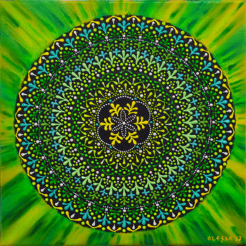 Pintura titulada "Healing Mandala" por Olesea Arts, Obra de arte original, Acrílico