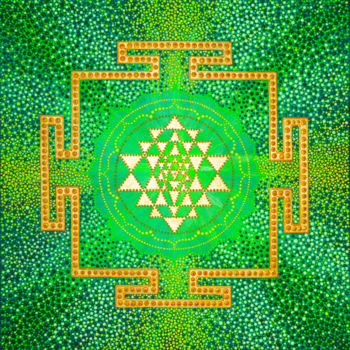 Schilderij getiteld "Sri Yantra Mandala…" door Olesea Arts, Origineel Kunstwerk, Acryl
