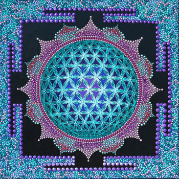 Painting titled "3D Flower Of life S…" by Olesea Arts, Original Artwork, Acrylic