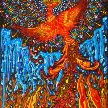 Painting titled ""Rising from Ashes"…" by Olesea Arts, Original Artwork, Acrylic