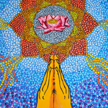 Painting titled "Namaste Hands and L…" by Olesea Arts, Original Artwork, Acrylic