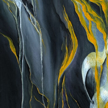 Malerei mit dem Titel "Black and yellow ar…" von Olesia Lebedenko, Original-Kunstwerk, Öl Auf Keilrahmen aus Holz montiert