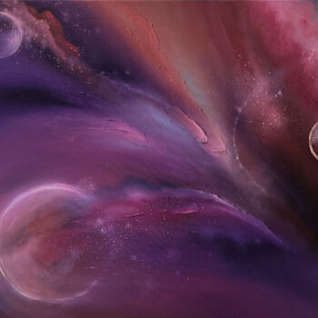 Painting titled "Jam universe, stars…" by Olesia Lebedenko, Original Artwork, Oil Mounted on Wood Stretcher frame