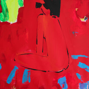 Painting titled "red nude" by Olesia Lishaeva, Original Artwork, Acrylic
